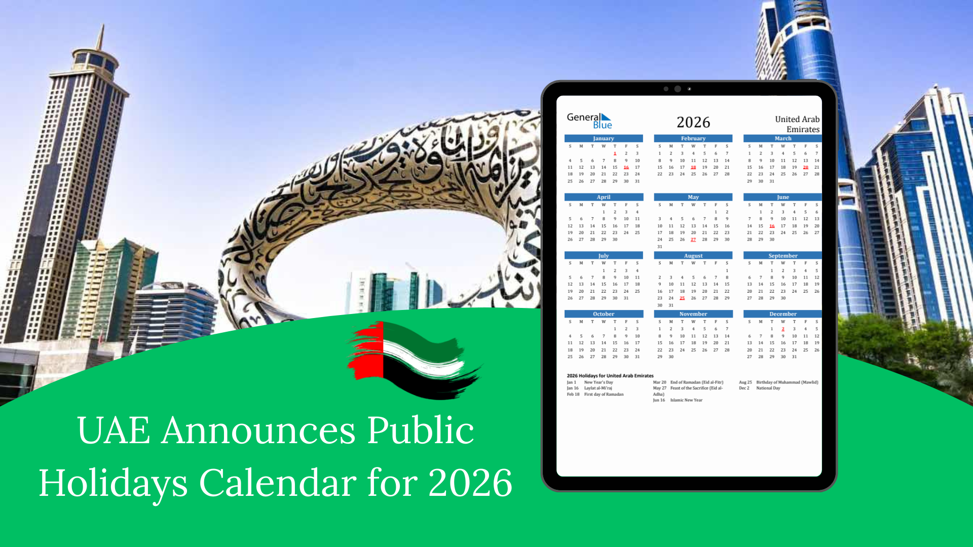 UAE Announces Public Holidays Calendar for 2026